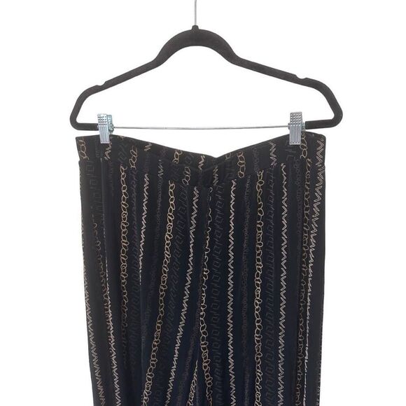 Chico’s Travelers Wide Leg Black Slinky Chain All Over Pattern Casual Pants Size - Picture 7 of 14